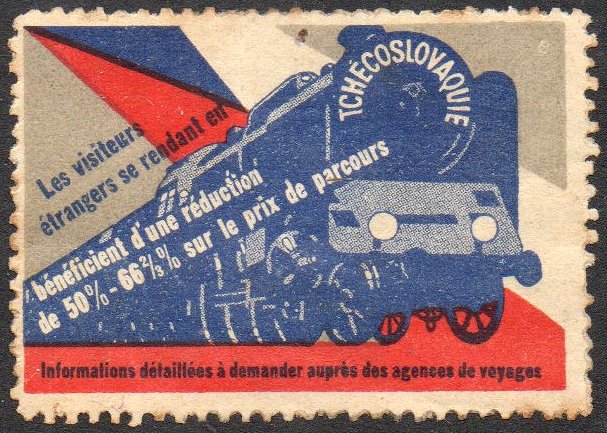 Czechoslovakian Cinderella Stamp promoting discounted travel by train